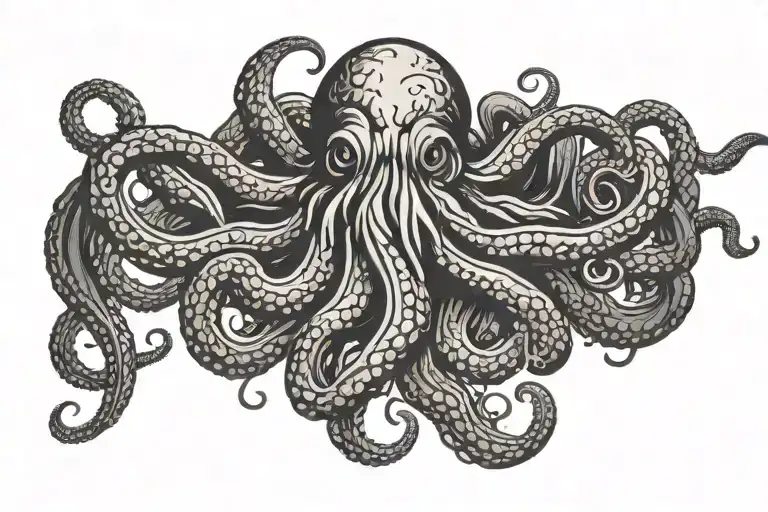 Kraken In Woodcut Style