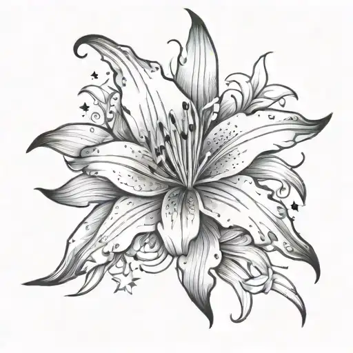 Lily Flower And Stars