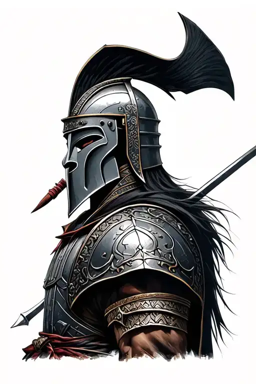 Spartan With A Samurai Helmet