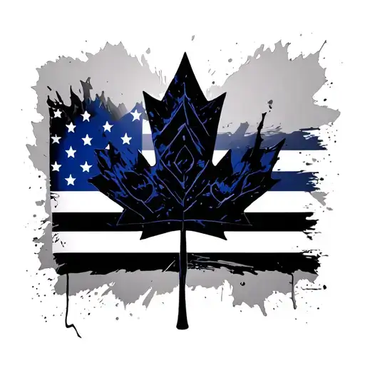 Thin Blue Line Canadian Flag And Law En Forma De