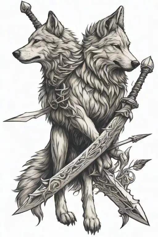 Wolf Arrows And Sword