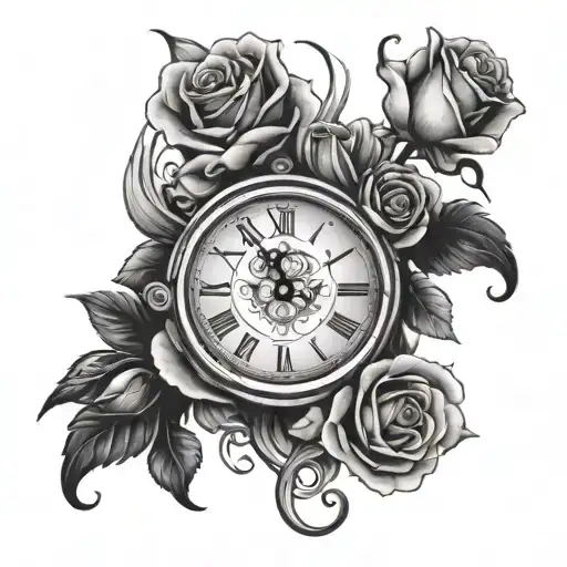 Roses Clock Heart Surrounded