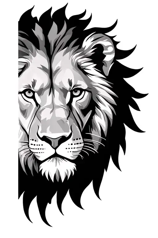Lion Face Not Too Much Shading More Line