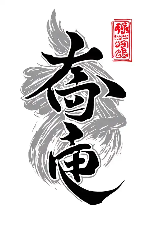 Brazilian Jiu Jitsu Kanji With Black Belt Intertwined