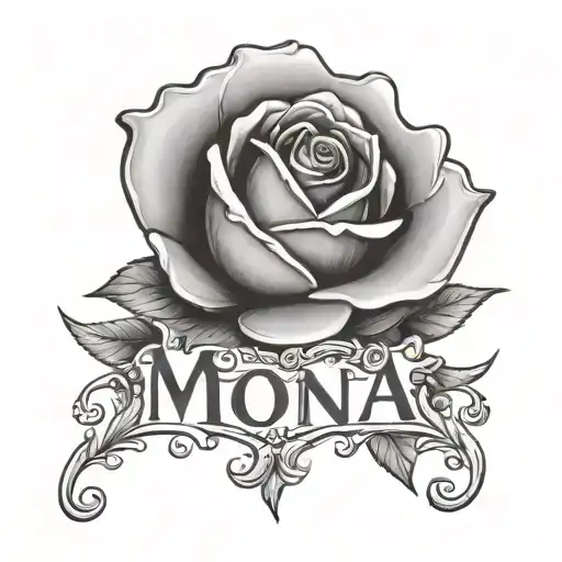 Mona Name Incorporated Within Rose Blooming