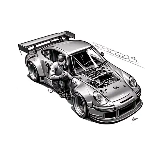 Mechanic Working On A Race Car