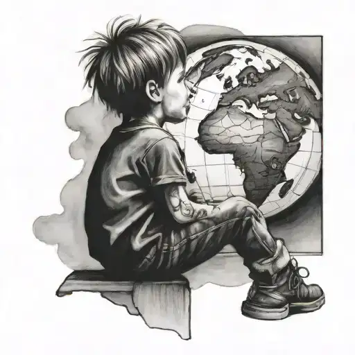Child Lost In Earth Globe