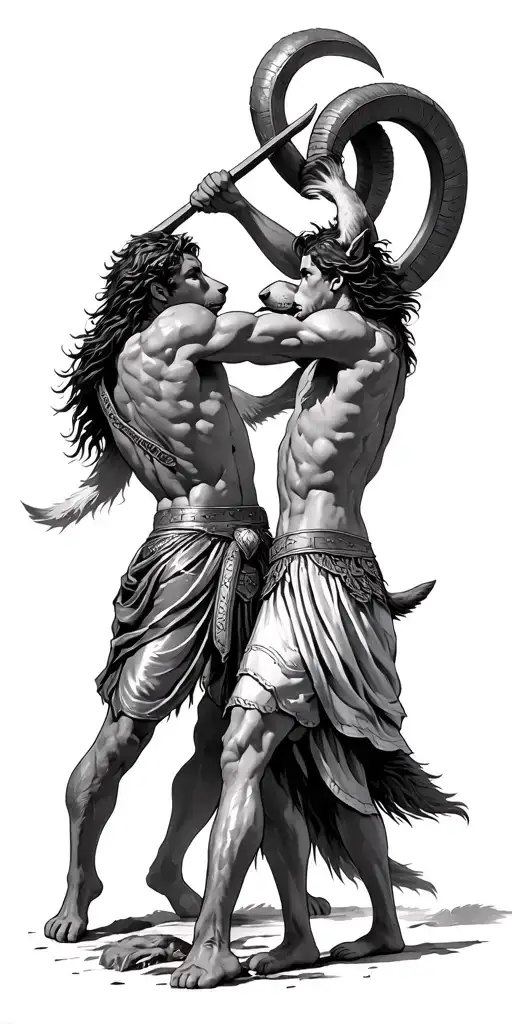 Aries Libra Wolves Two Young Roman Gladiators Fighting