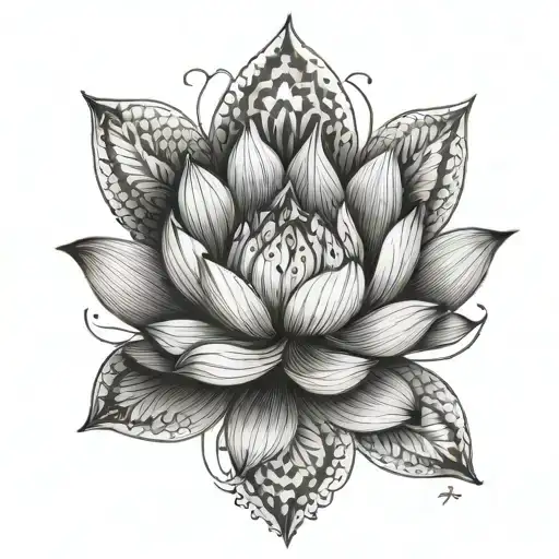 Masculine Lotus On Hand With Geometric Sleeve