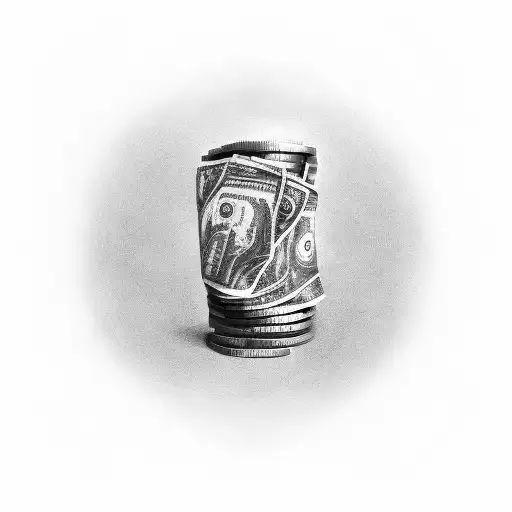 Dollar And Money And Oil Field Tattoo With Realism Style Theme