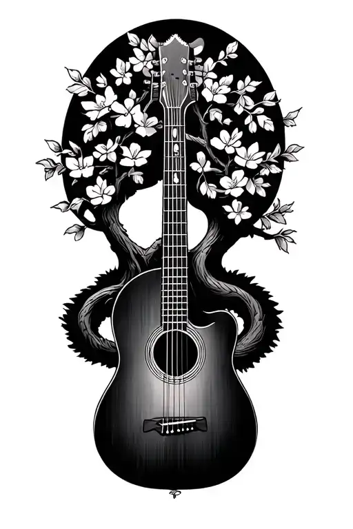 Pooh Bear Guitar Trees Blossoms