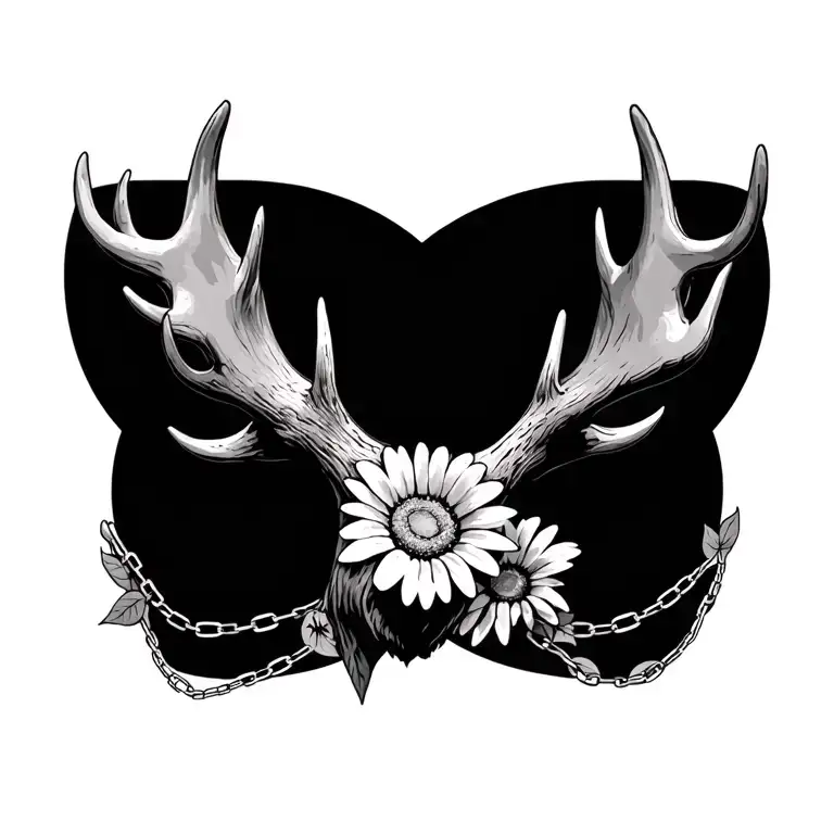 Moose Antler With Daisy Chain
