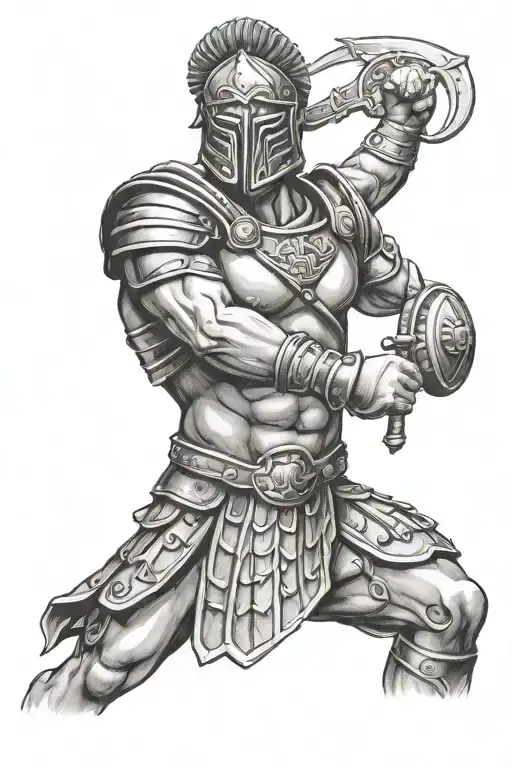 Roman Gladiator Standing Triumphantly
