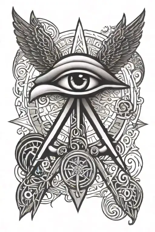 Eye Horus And Ankh With 444 And Raven Mit Pentagram