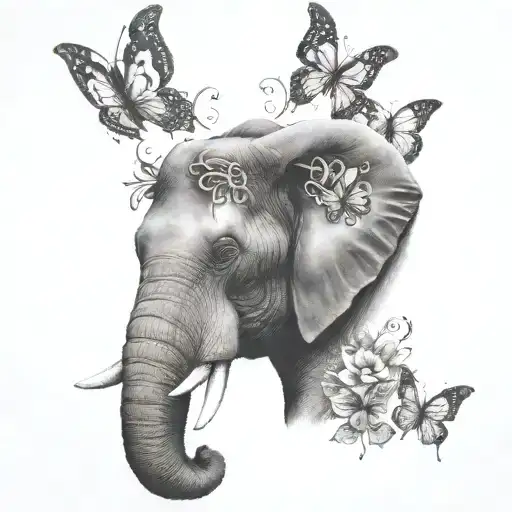 Elephant N Butterfly Wing For Ears Surrounded