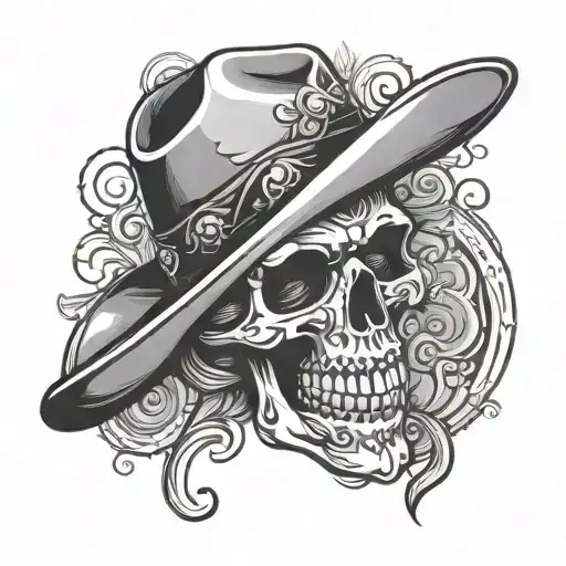 Day Of Dead Skull With Cowboy Hat