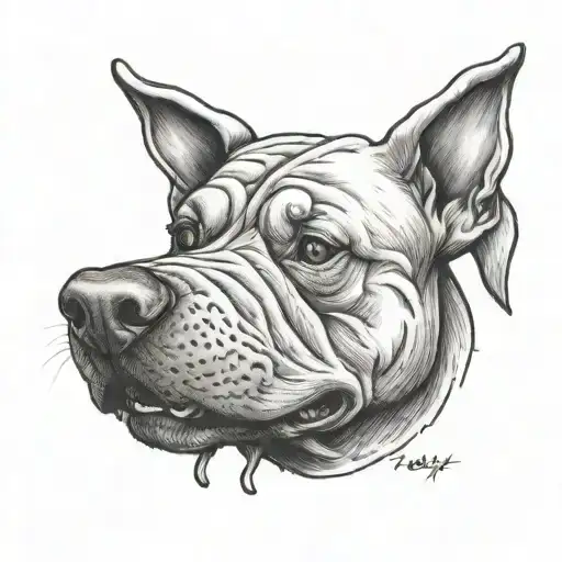 Bully Dog Face Tattoo Design Inspired