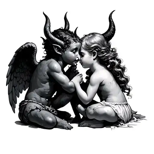 Little Devil Whispering In The Little Angel's Ear