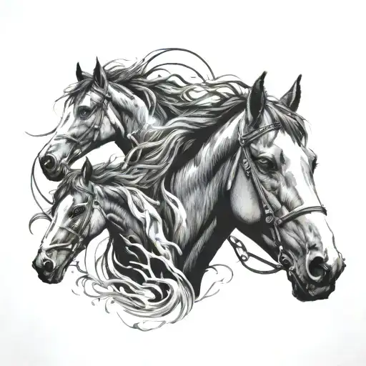 Dog And Horses Breaking Free