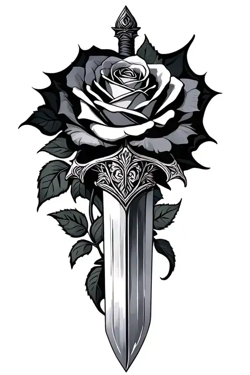 Sword And Rose Wrapped