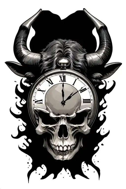 Skull And Bull Clock