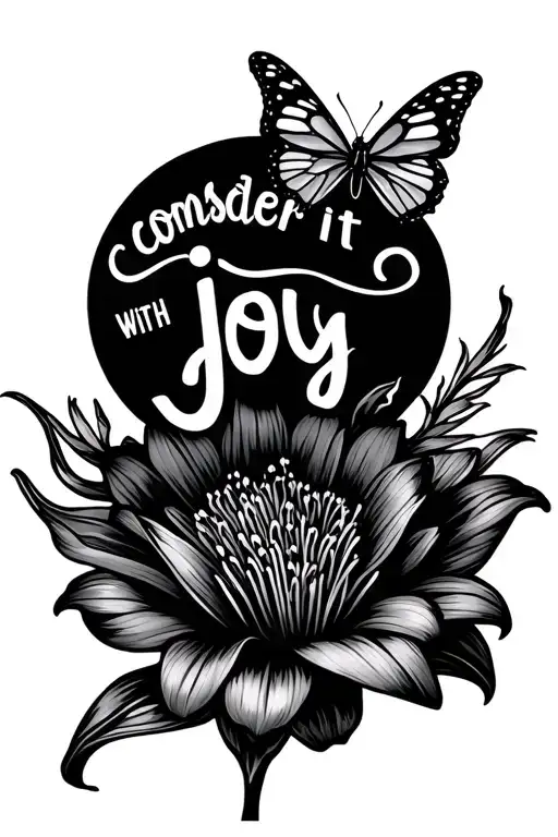 Lily With The Words Consider It Joy With A Semicolon Butterfly Hovering Over It