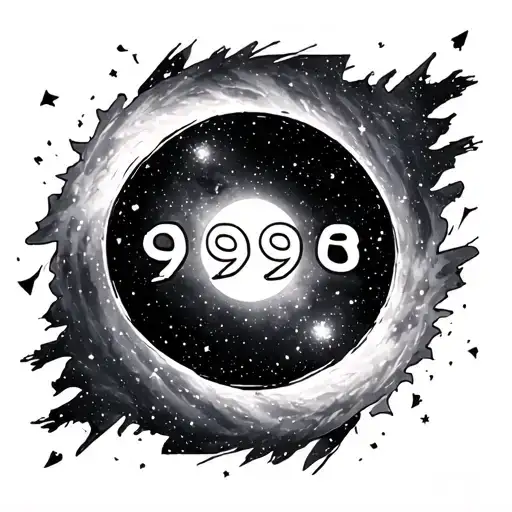 Number 999 In A Circle In The Middle Of A Galaxy Which Fades Out On The Edges