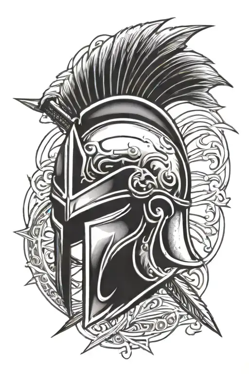 Spartan Helmet With Sword Through It