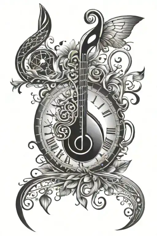 Musical Note As A Life Clock With Family