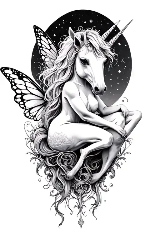 Unicorn And Fairy Sitting On Top