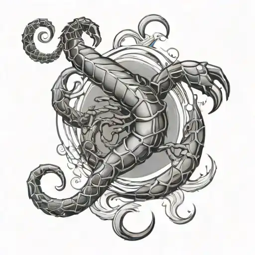 Beach Wave And Scorpion Next To Each Other