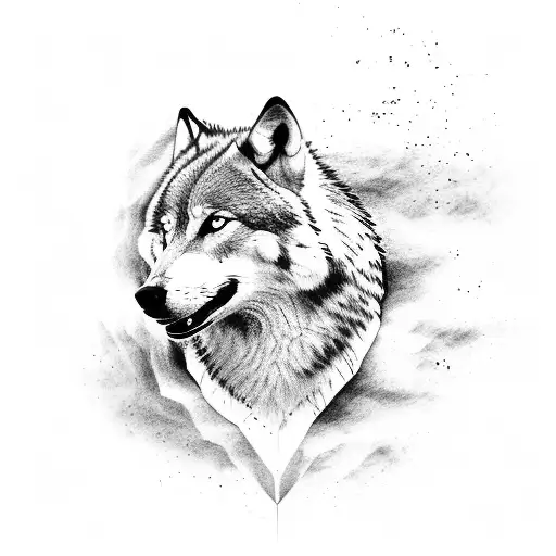 A Minimalist Tattoo Of A Wolf Howling At A Rising Stock Market Graph