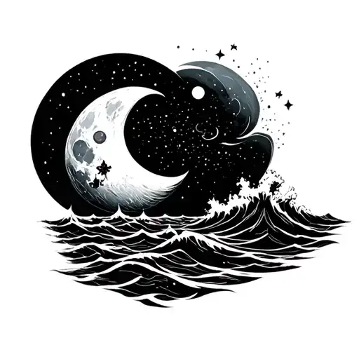 Celestial Moon Ocean Scene