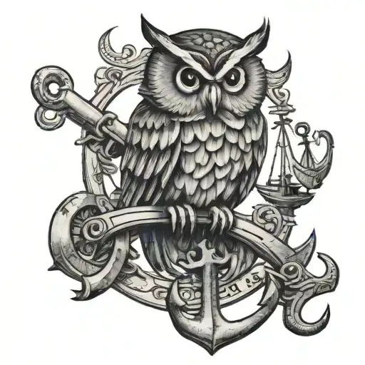 Owl Perched On An Anchor