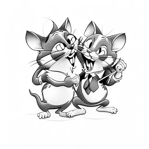 Tom And Jerry As Blues Brothers Gothic Black