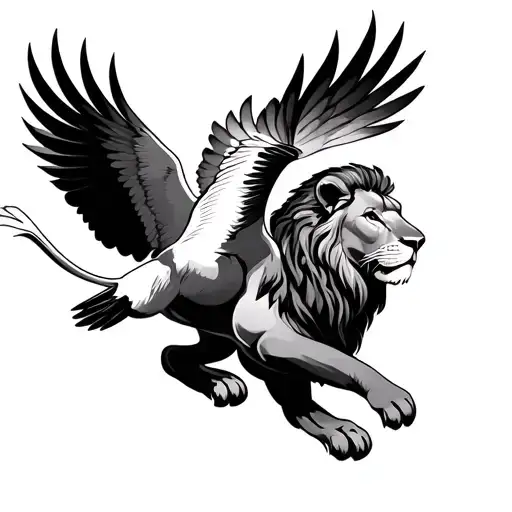 Lion And Dove Flying Towards Heavan