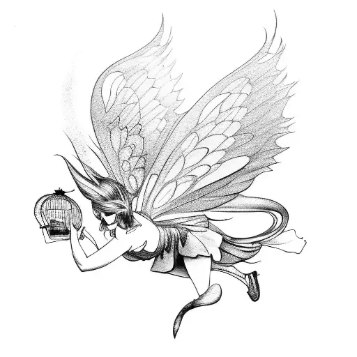 Fairy Stepping Out Of A Bird Cage