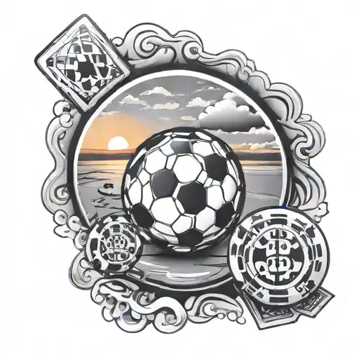 Poker Face Fotbal Ball Sunset Sky