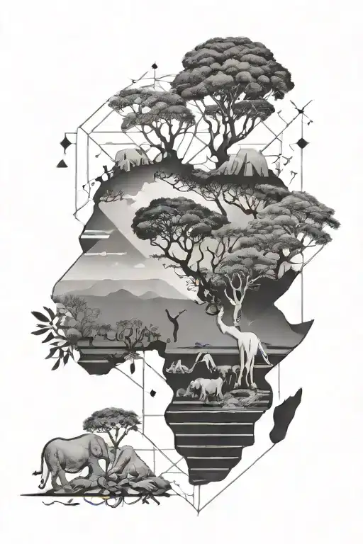 Geometric Design Incorporating Elements Of Nature And The Africa Continent