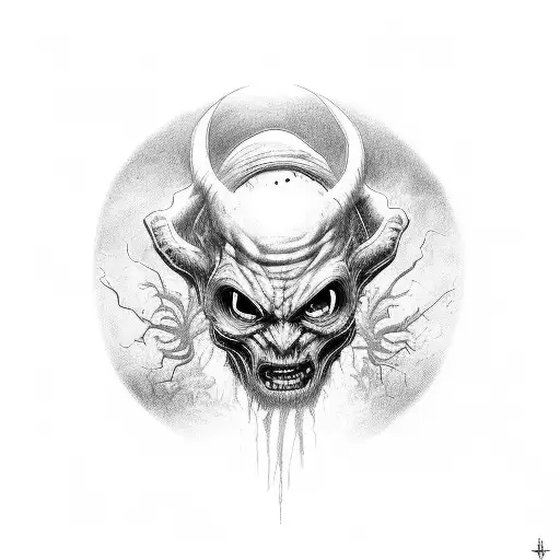 Human Eith Demon Creepying Out Of Him