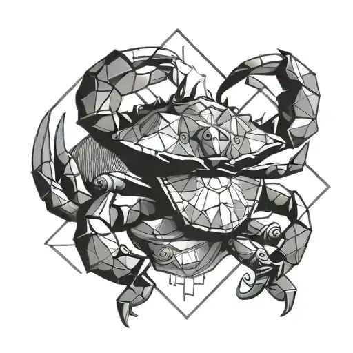 Crab And Ram And Fish Geometric Design