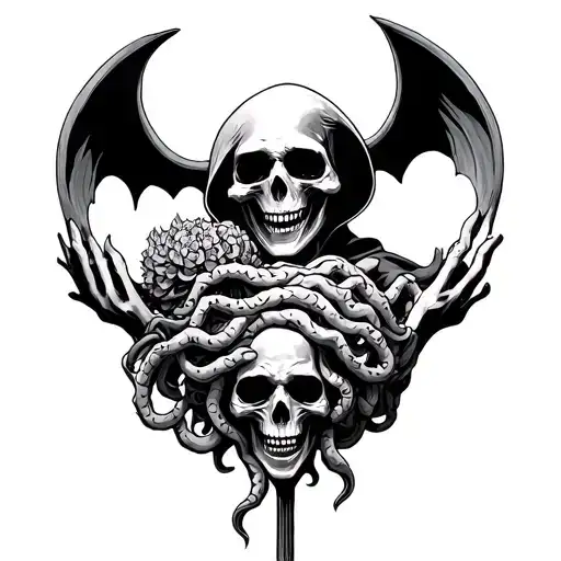 Grim Reaper Holding Medusa