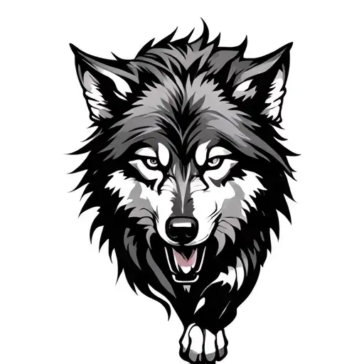 Tribal Wolf Running Freely