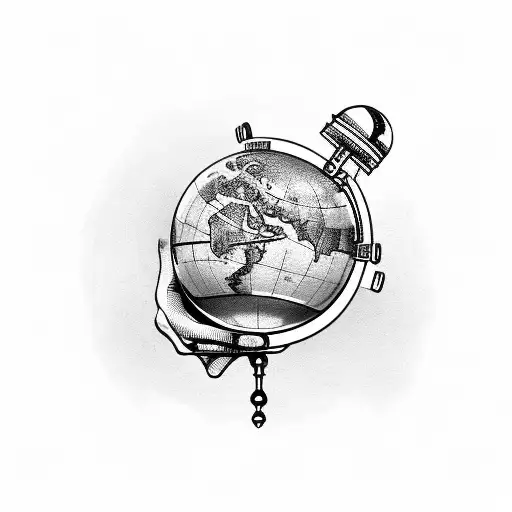 Vintage Globe Cradling A Wine Glass