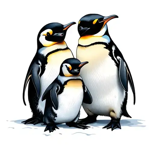 2 Adult Penguins And 1 Baby Penguin