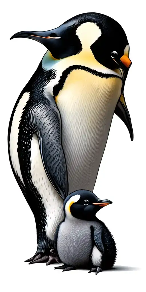 2 Adult Penguins And 1 Baby Penguin