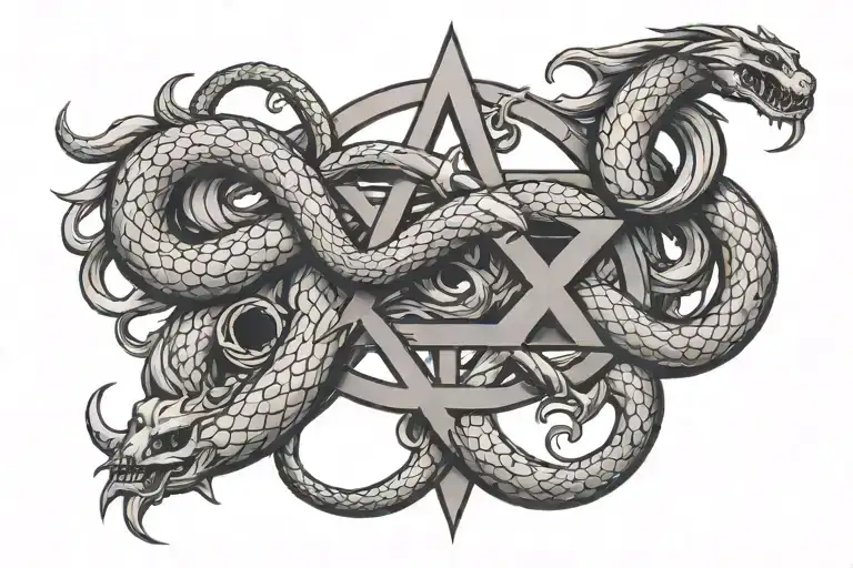 Anarchy And Snakes On The Chest On Both Sides Of The Guy