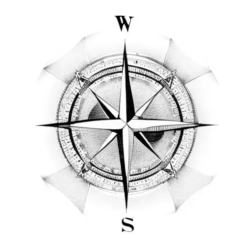 Compass Rose With Wine Glass At Its Center