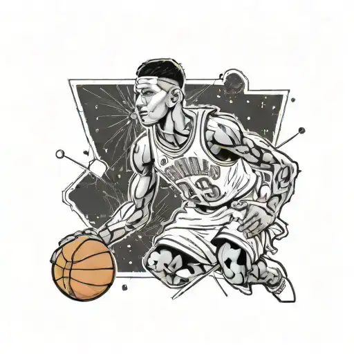 A Basketball Player In A Traditional Filipino Outfit With A Leo Constellation In The Background