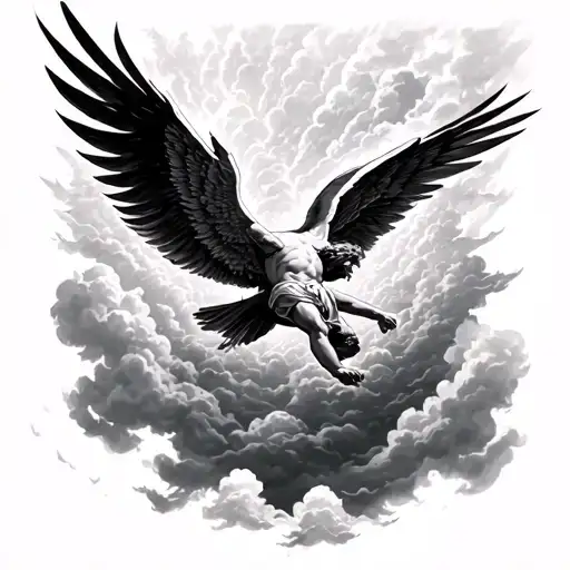 Icarus Falling Through Clouds